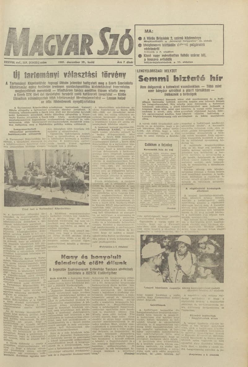 Magyar Szó, 38. évf. 1981. december 29. 357. sz.