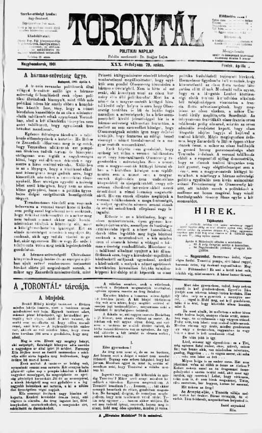 Torontál, 30. évf. 1901. április 5. 79. sz.