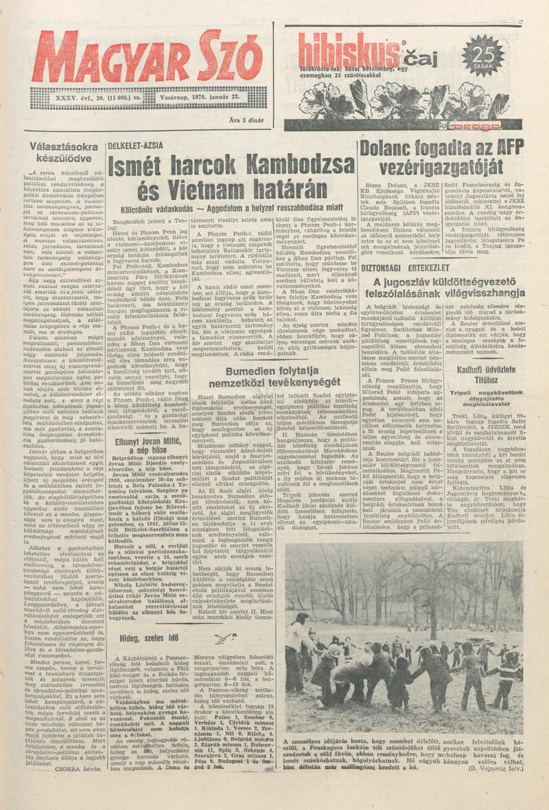 Magyar Szó, 35. évf. 1978. január 22. 20. sz. 1–32. oldal