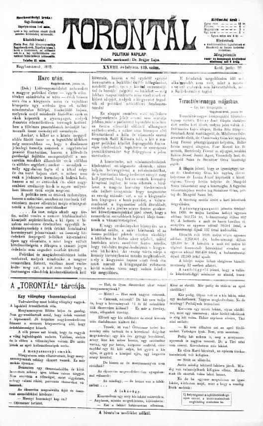 Torontál, 28. évf. 1899. június 20. 139. sz.