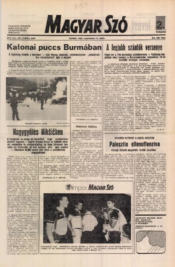 Magyar Szó, 45. évf. 1988. szeptember 19. 259. sz.