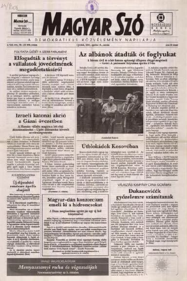 Magyar Szó, 58. évf. 2001. április 18. 90. sz. 1–16. oldal