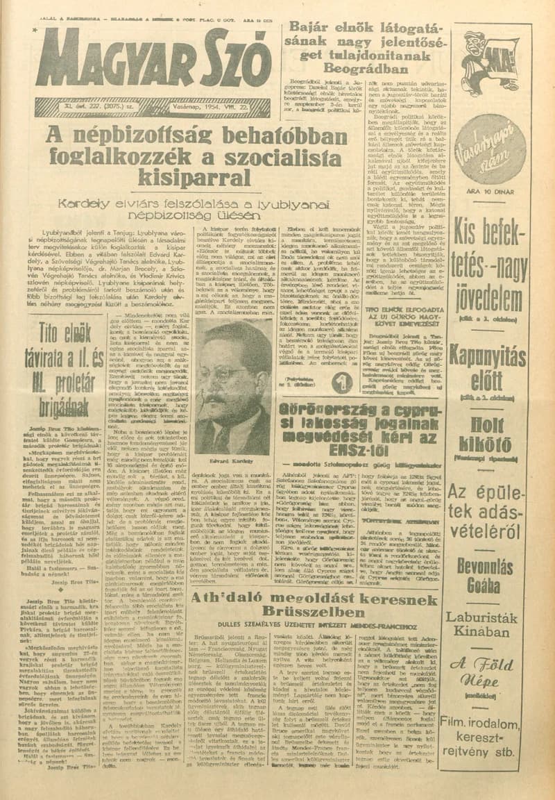 Magyar Szó, 11. évf. 1954. augusztus 22. 227. sz. 1–14. oldal