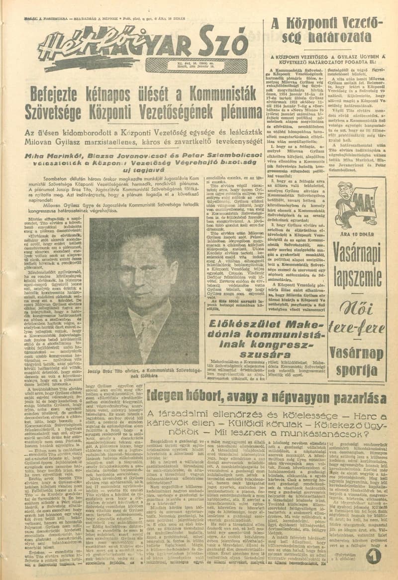 Magyar Szó, 11. évf. 1954. január 18. 16. sz. 1–8. oldal