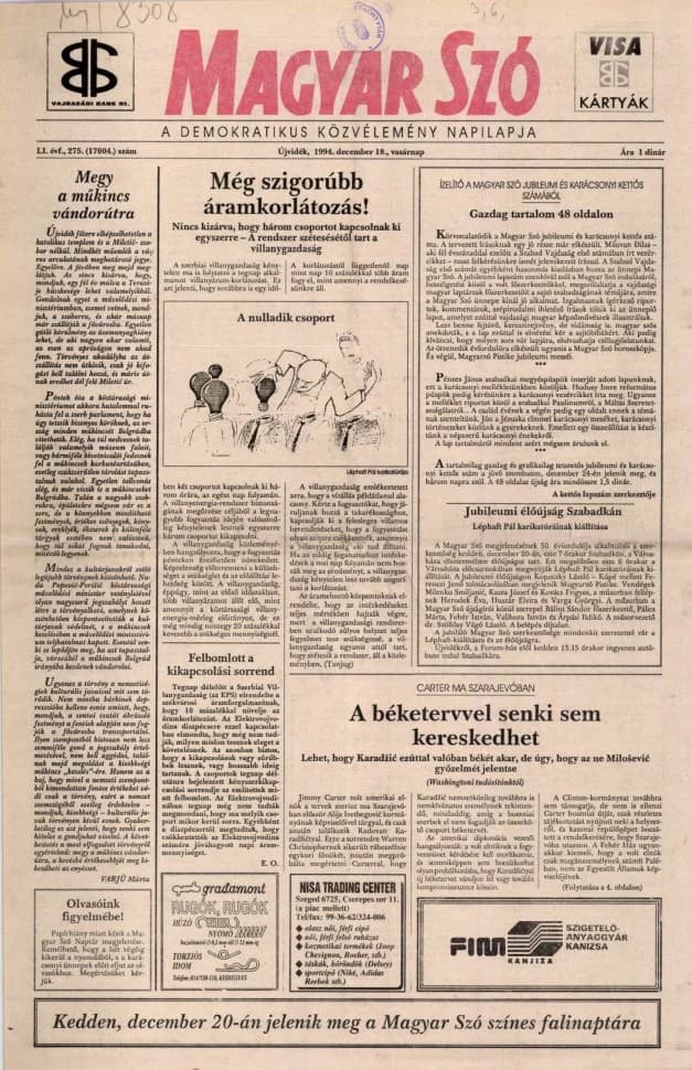 Magyar Szó, 51. évf. 1994. december 18. 275. sz.
