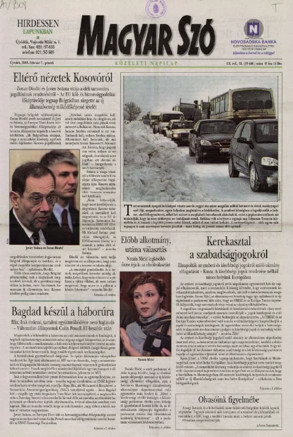 Magyar Szó, 60. évf. 2003. február 7. 31. sz. 1–16. oldal