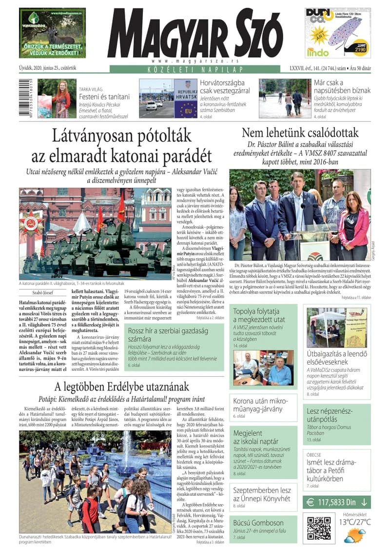 Magyar Szó, 77. évf. 2020. június 25. 141. sz. 1–20. oldal