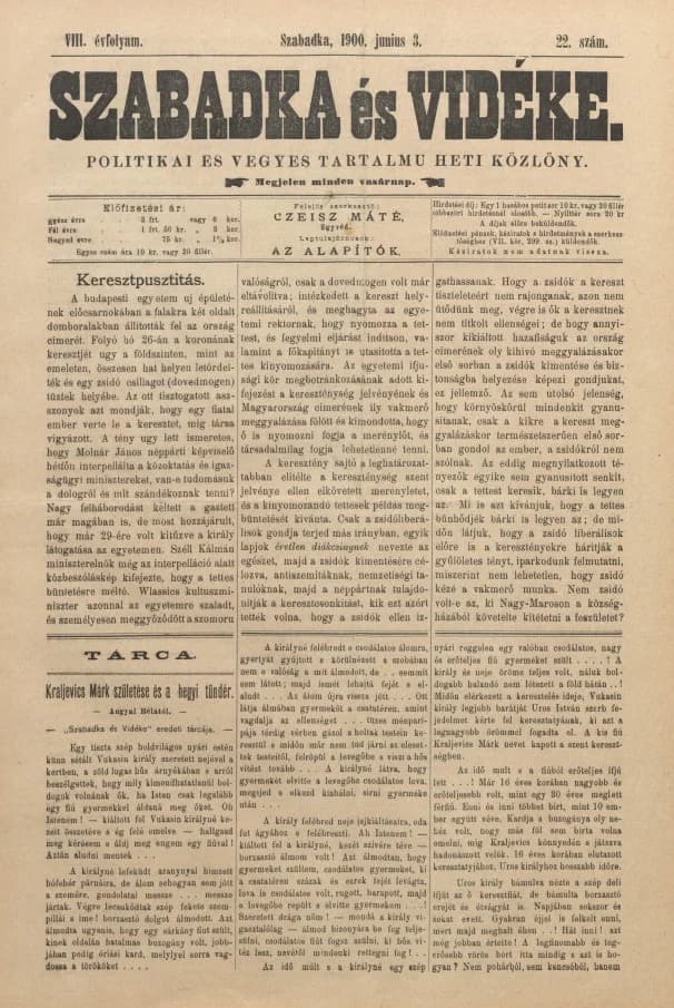 Szabadka és vidéke II, 8. évf. 1900. június 3. 22. sz.