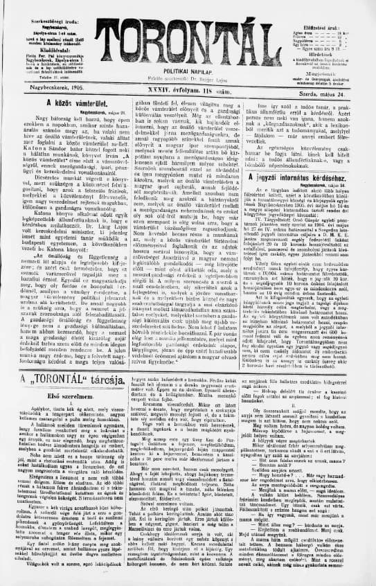 Torontál, 34. évf. 1905. május 24. 118. sz.