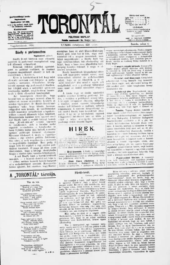 Torontál, 33. évf. 1904. július 6. 152. sz.