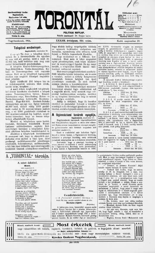Torontál, 33. évf. 1904. szeptember 20. 214. sz.