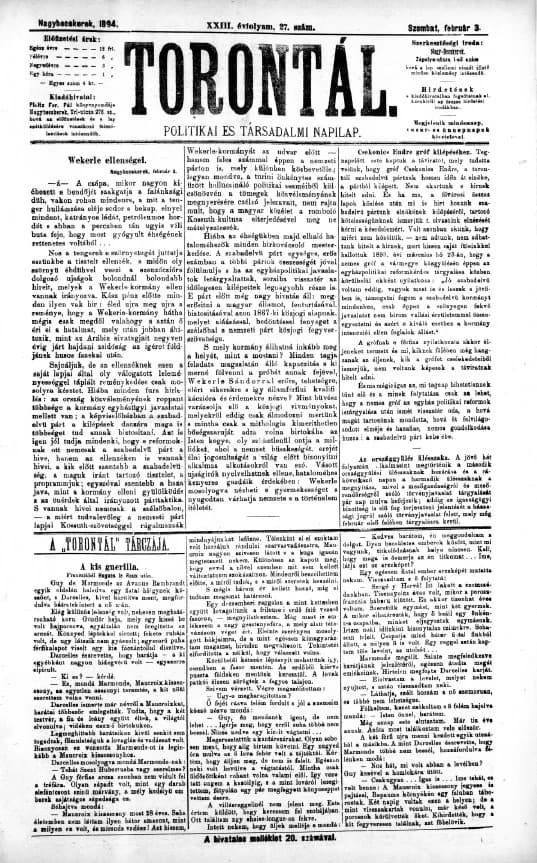 Torontál, 23. évf. 1894. február 3. 27. sz.