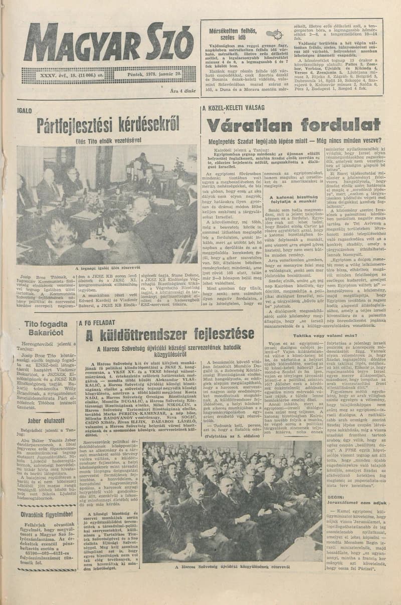 Magyar Szó, 35. évf. 1978. január 20. 18. sz. 1–16. oldal