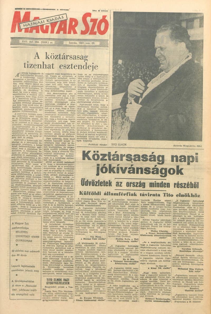 Magyar Szó, 18. évf. 1961. november 29. 296. sz. 1–24. oldal