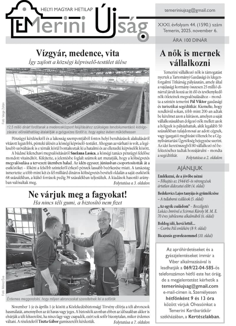 Temerini Újság, 31. évf. 2025. november 6. 44. sz.