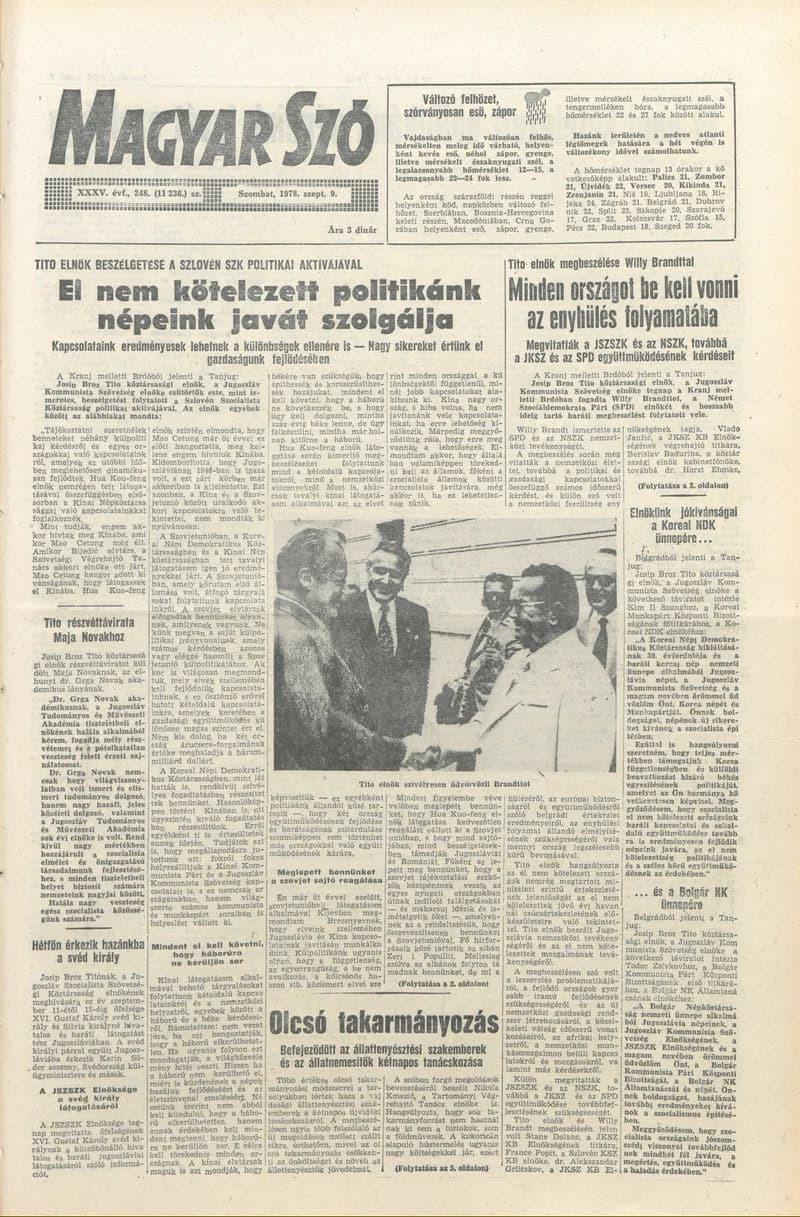 Magyar Szó, 35. évf. 1978. szeptember 9. 248. sz. 1–16. oldal