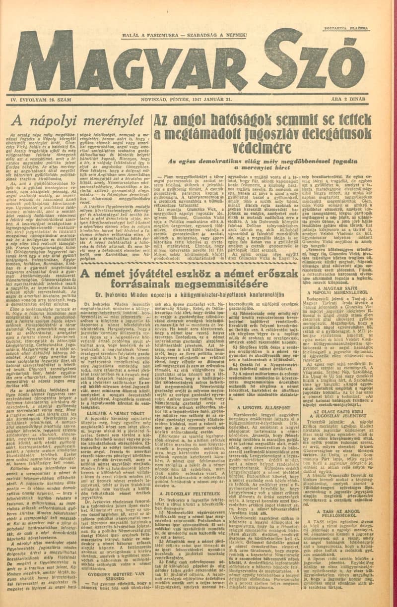 Magyar Szó, 4. évf. 1947. január 31. 26. sz. 1–6. oldal