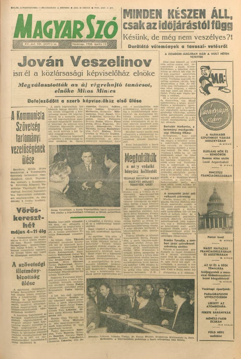 Magyar Szó, 15. évf. 1958. április 13. 101. sz. 1–18. oldal