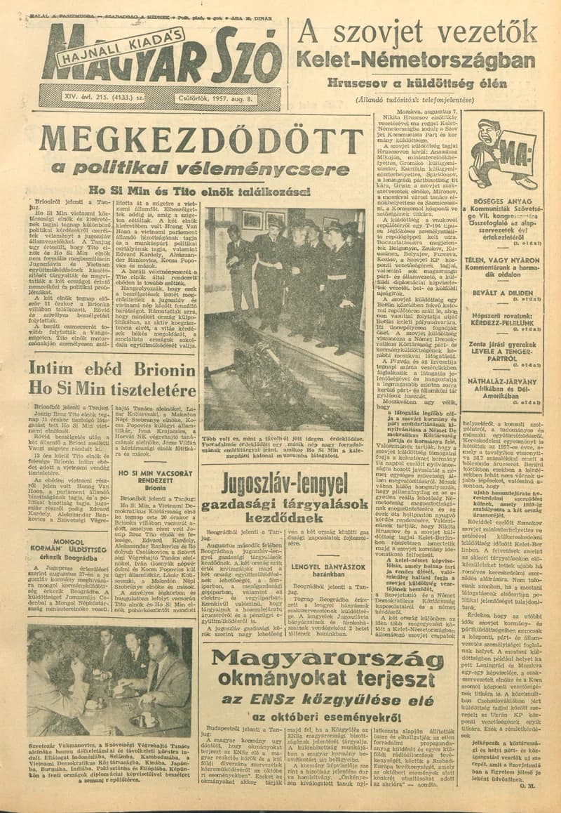 Magyar Szó, 14. évf. 1957. augusztus 8. 215. sz. 1–14. oldal