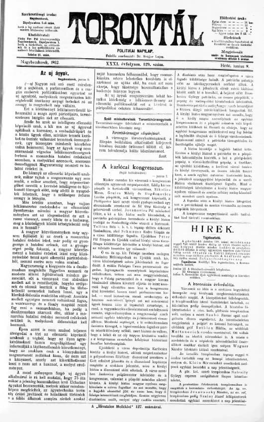 Torontál, 31. évf. 1902. június 9. 129. sz.