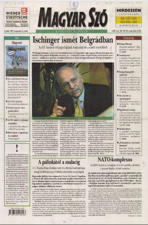 Magyar Szó, 64. évf. 2007. szeptember 4. 206. sz. 1–20. oldal