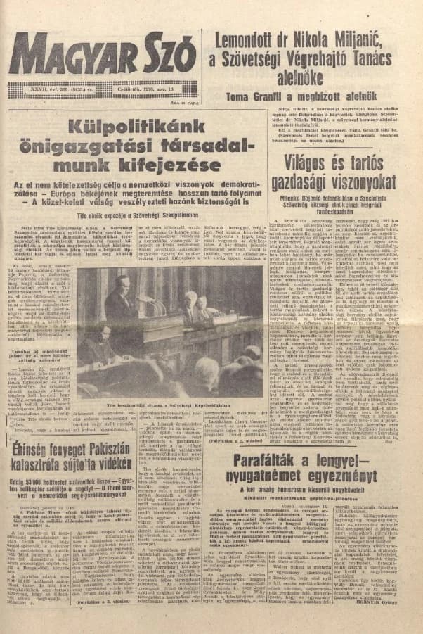 Magyar Szó, 27. évf. 1970. november 19. 319. sz. 1–16. oldal