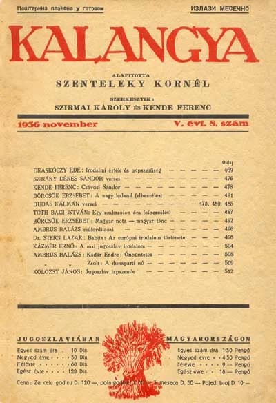 Kalangya, 5. évf. 1936. november. 8. sz. 469–516. oldal