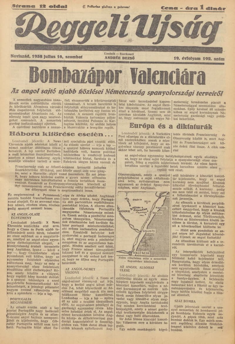 Reggeli Újság, 19. évf. 1938. július 16. 192. sz.