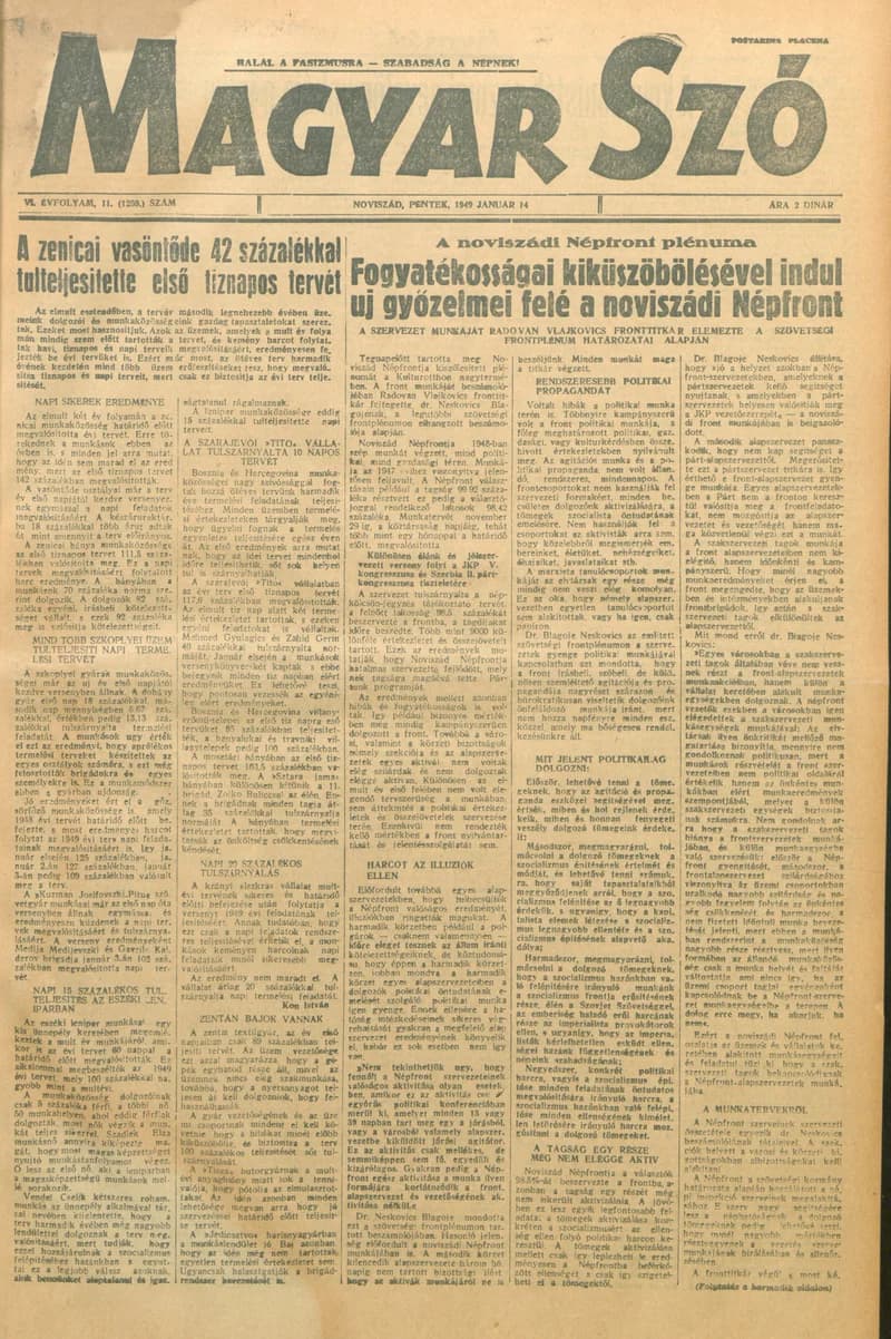 Magyar Szó, 6. évf. 1949. január 14. 11. sz. 1–4. oldal