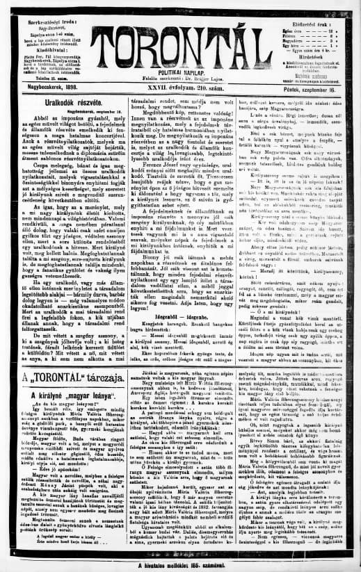 Torontál, 27. évf. 1898. szeptember 16. 210. sz.