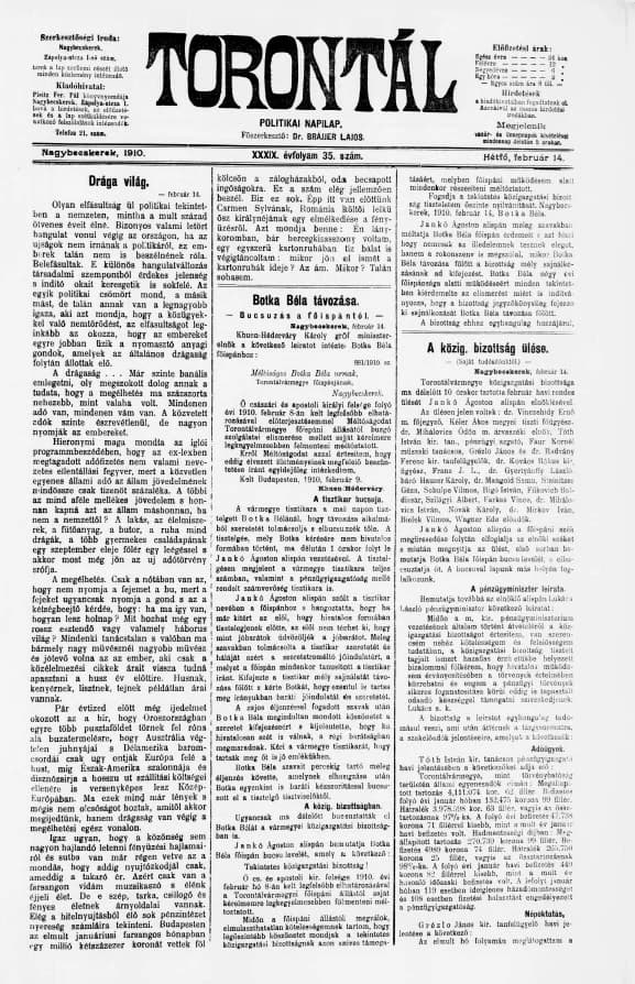 Torontál, 39. évf. 1910. február 14. 35. sz.