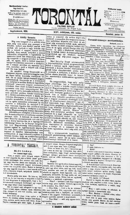 Torontál, 25. évf. 1896. június 13. 135. sz.