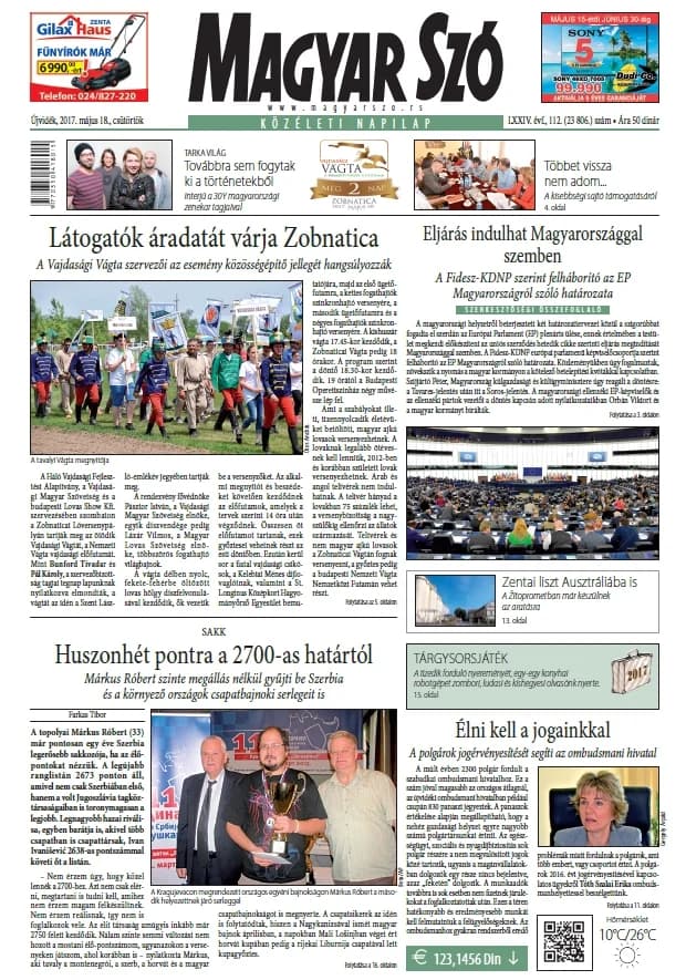 Magyar Szó, 74. évf. 2017. május 18. 112. sz. 1–20. oldal