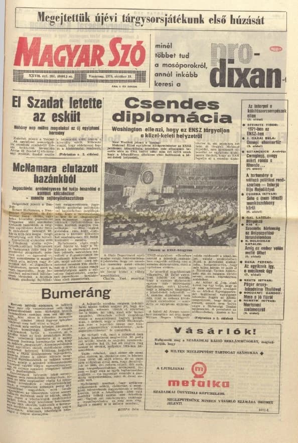 Magyar Szó, 27. évf. 1970. október 18. 287. sz. 1–28. oldal