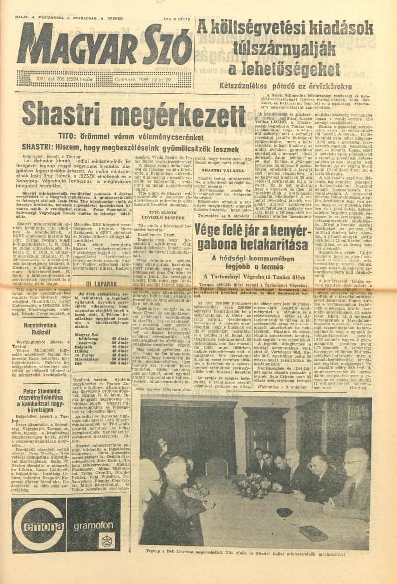 Magyar Szó, 22. évf. 1965. július 29. 206. sz. 1–14. oldal