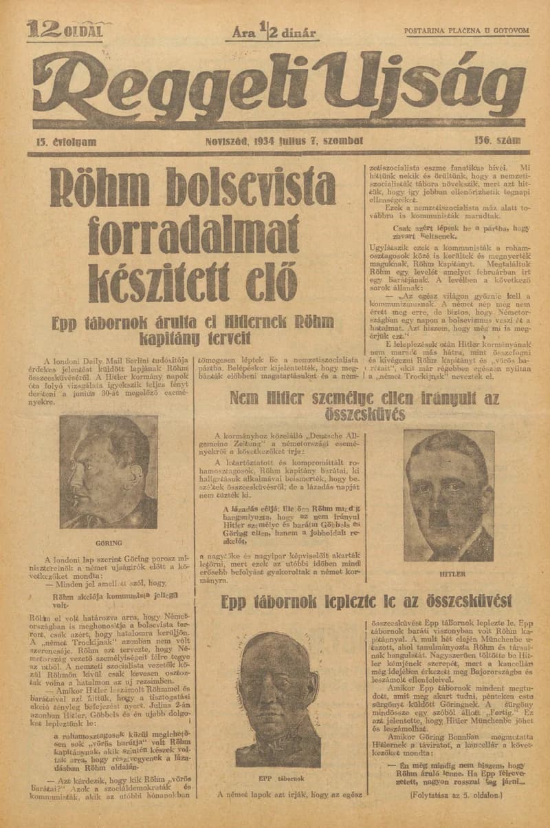 Reggeli Újság, 15. évf. 1934. július 7. 156. sz.