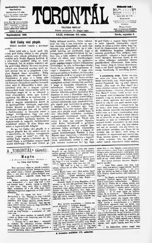 Torontál, 29. évf. 1900. augusztus 8. 181. sz.