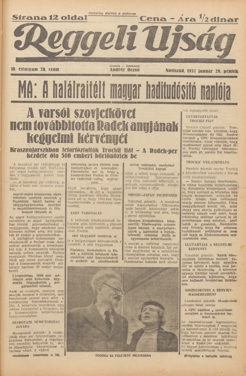 Reggeli Újság, 18. évf. 1937. január 29. 28. sz.