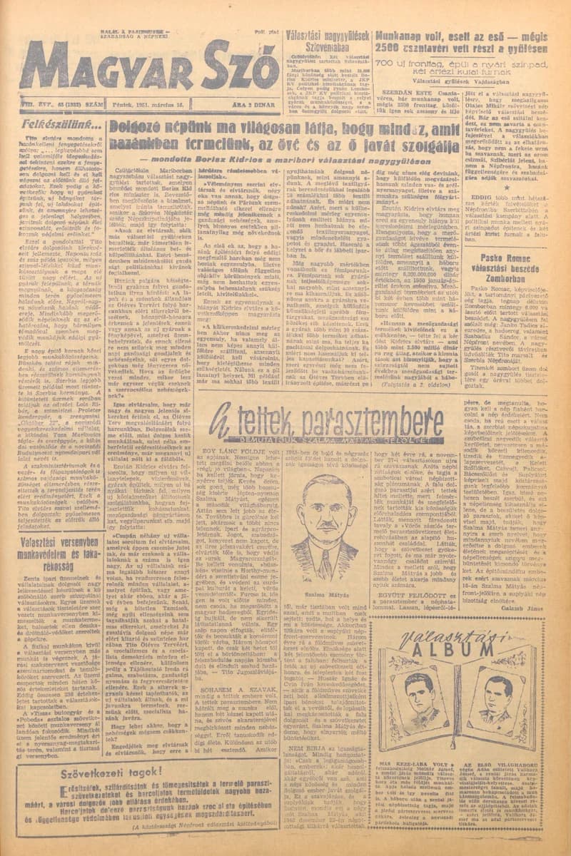 Magyar Szó, 8. évf. 1951. március 16. 63. sz. 1–8. oldal