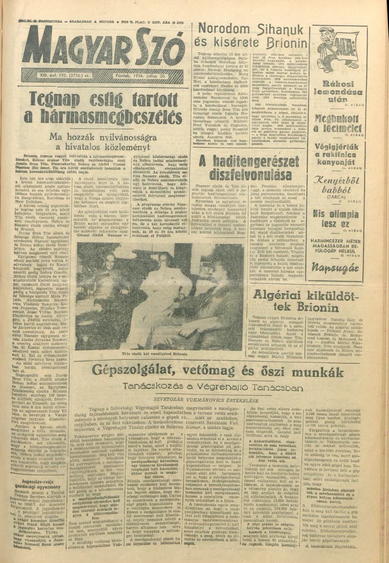 Magyar Szó, 13. évf. 1956. július 20. 195. sz. 1–8. oldal