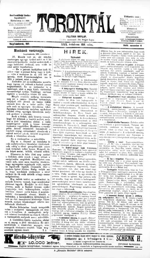 Torontál, 30. évf. 1901. november 4. 252. sz.