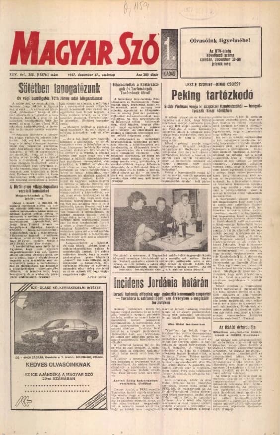 Magyar Szó, 44. évf. 1987. december 27. 355. sz. 1–28. oldal