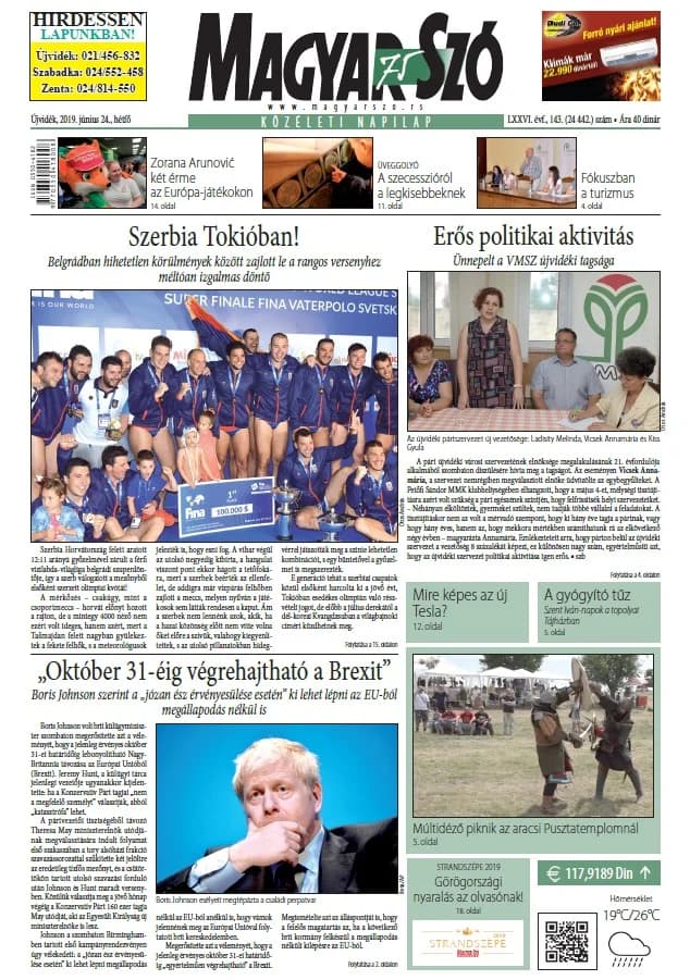 Magyar Szó, 76. évf. 2019. június 24. 143. sz. 1–20. oldal