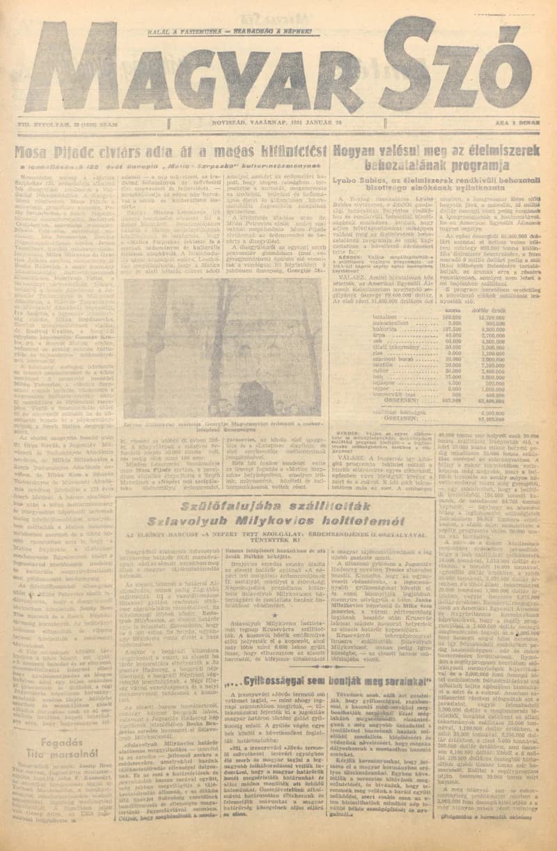 Magyar Szó, 8. évf. 1951. január 28. 23. sz. 1–4. oldal