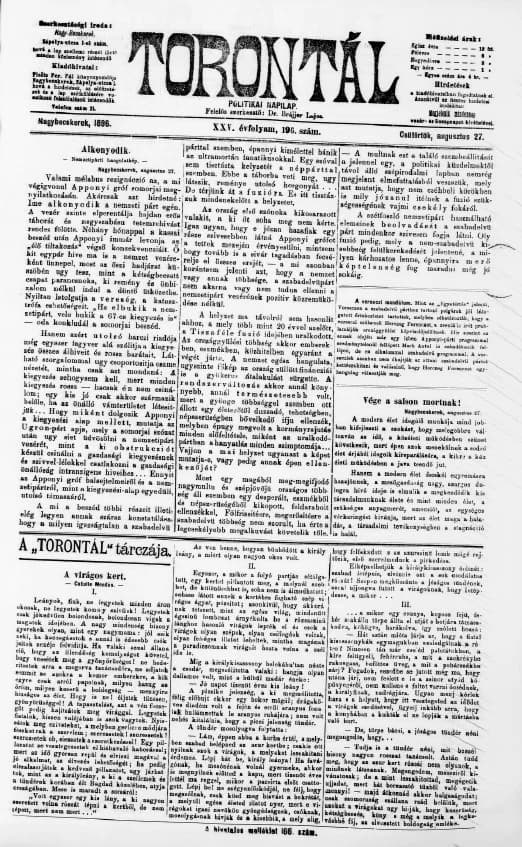 Torontál, 25. évf. 1896. augusztus 27. 196. sz.