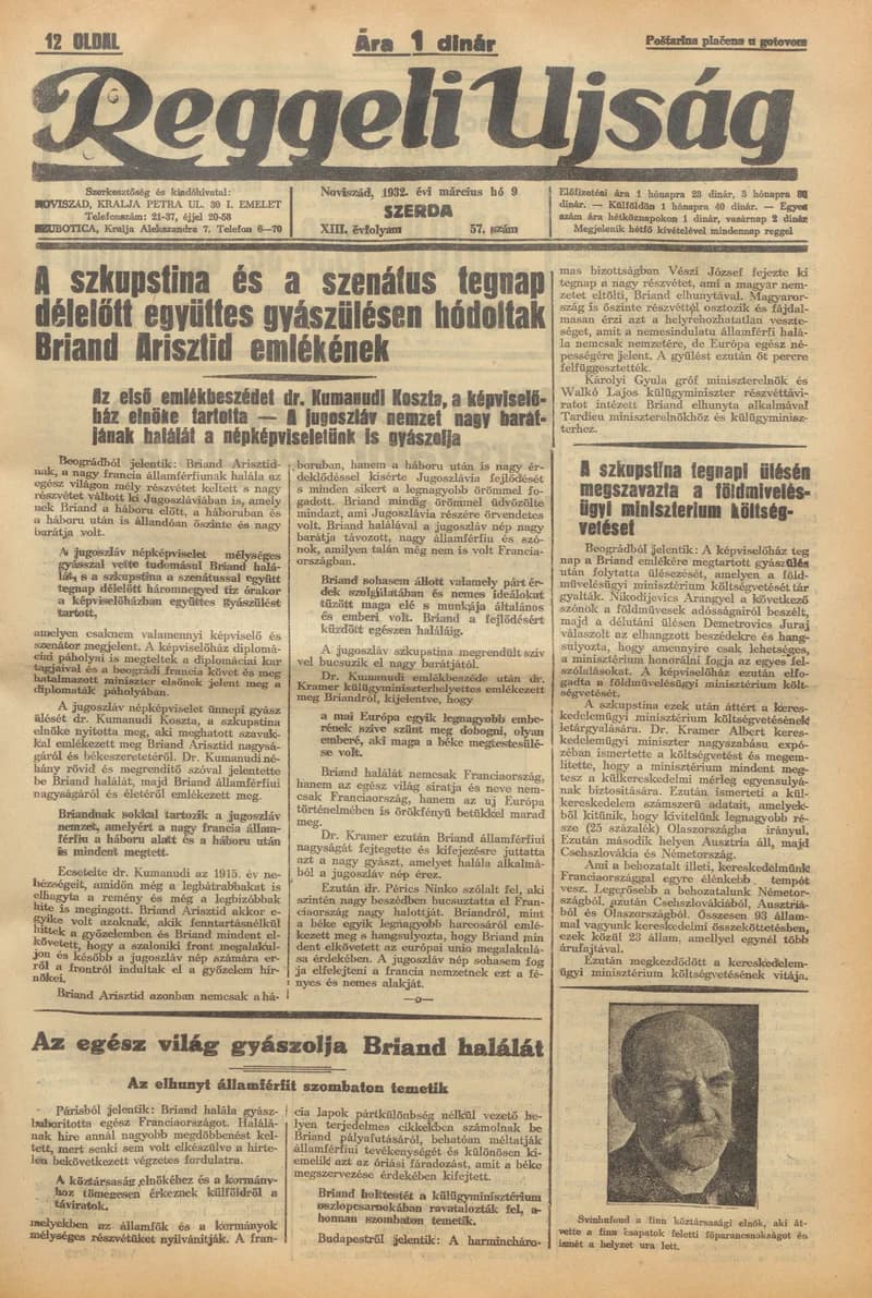 Reggeli Újság, 13. évf. 1932. március 9. 57. sz.