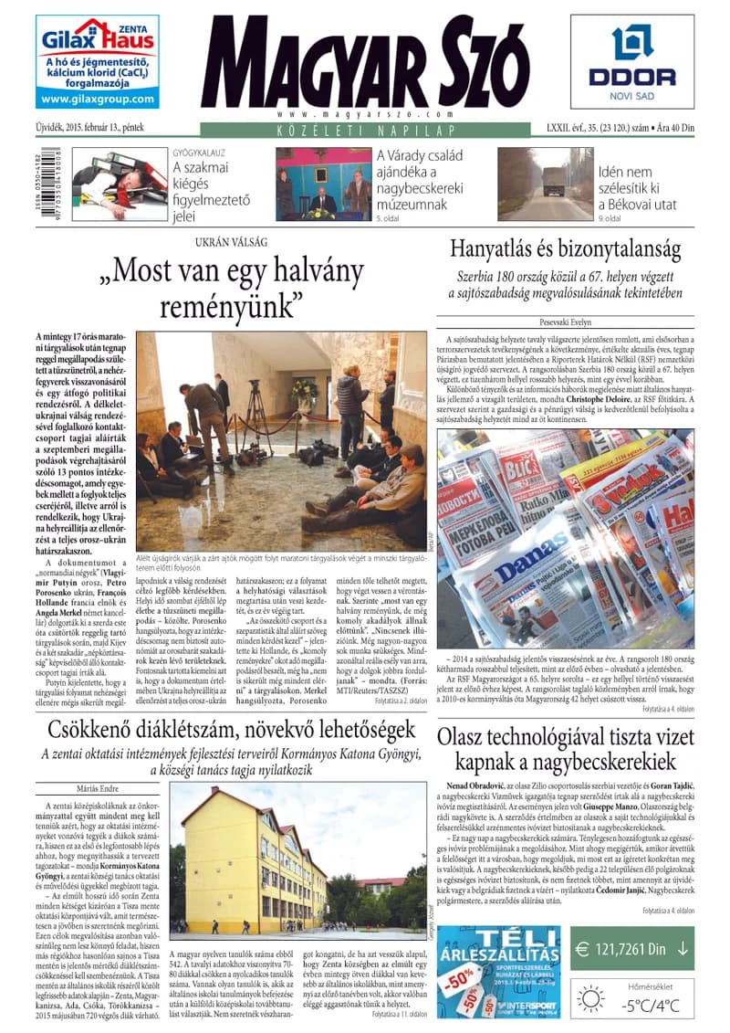 Magyar Szó, 72. évf. 2015. február 13. 35. sz. 1–16. oldal