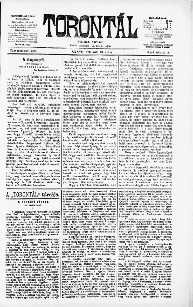 Torontál, 37. évf. 1908. február 18. 40. sz.