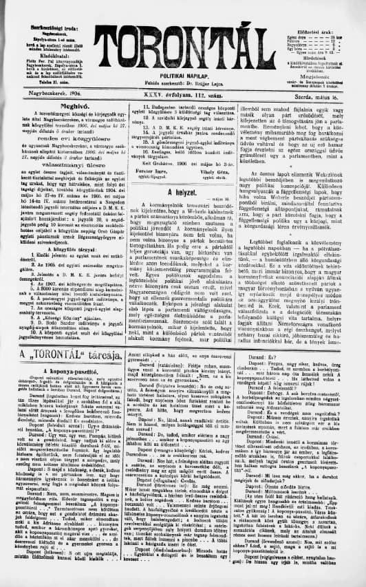 Torontál, 35. évf. 1906. május 16. 112. sz.