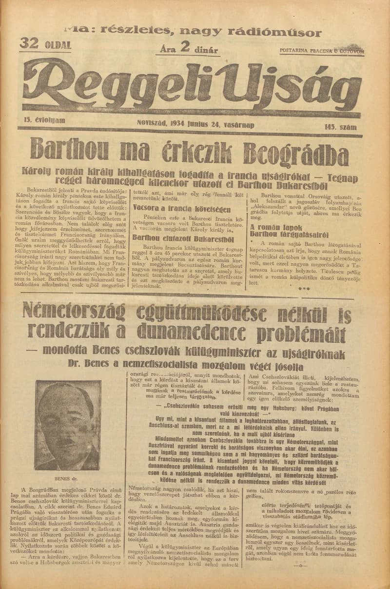 Reggeli Újság, 15. évf. 1934. június 24. 145. sz.